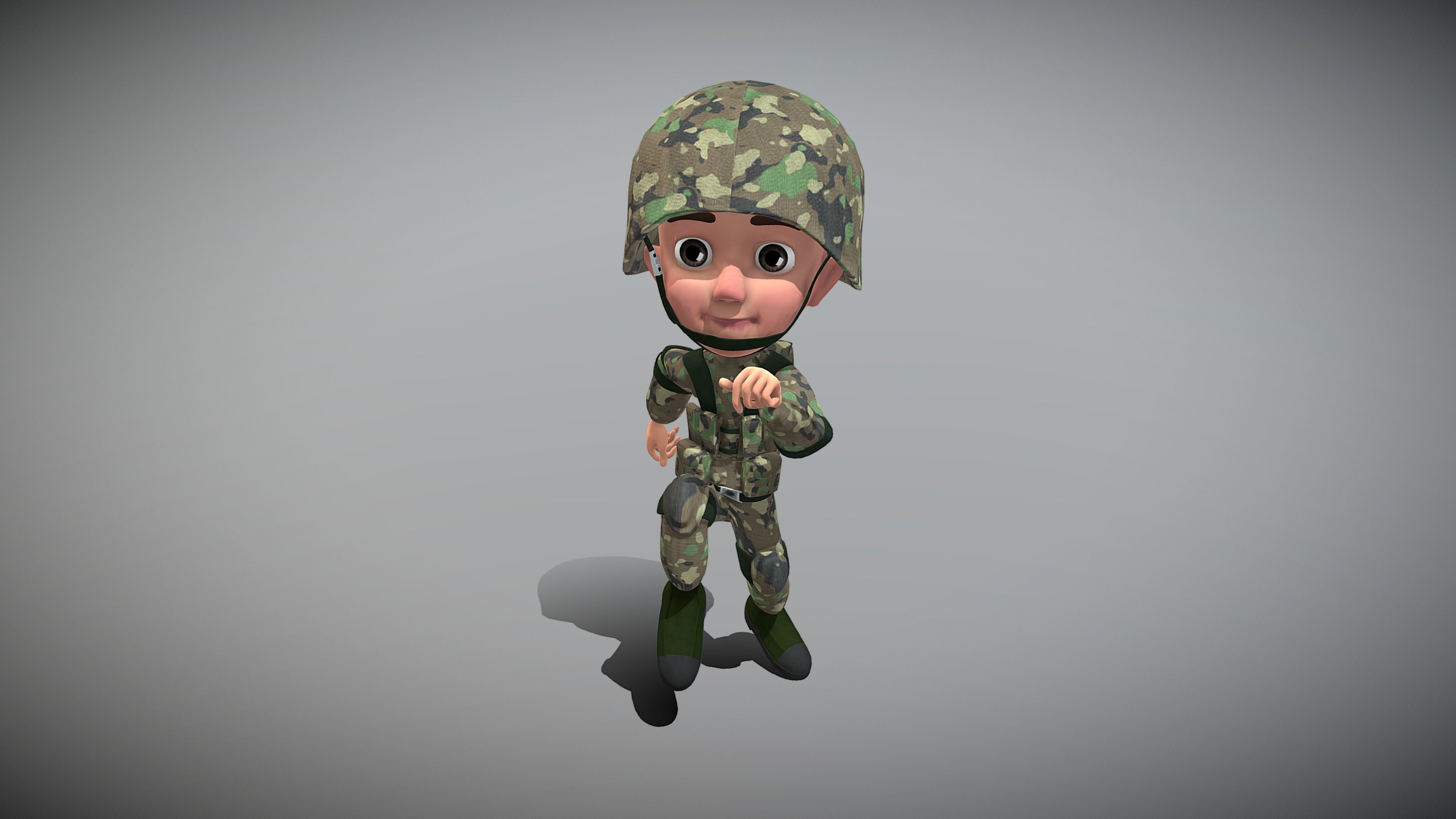 Cartoon Soldier Low-poly 3D model_11