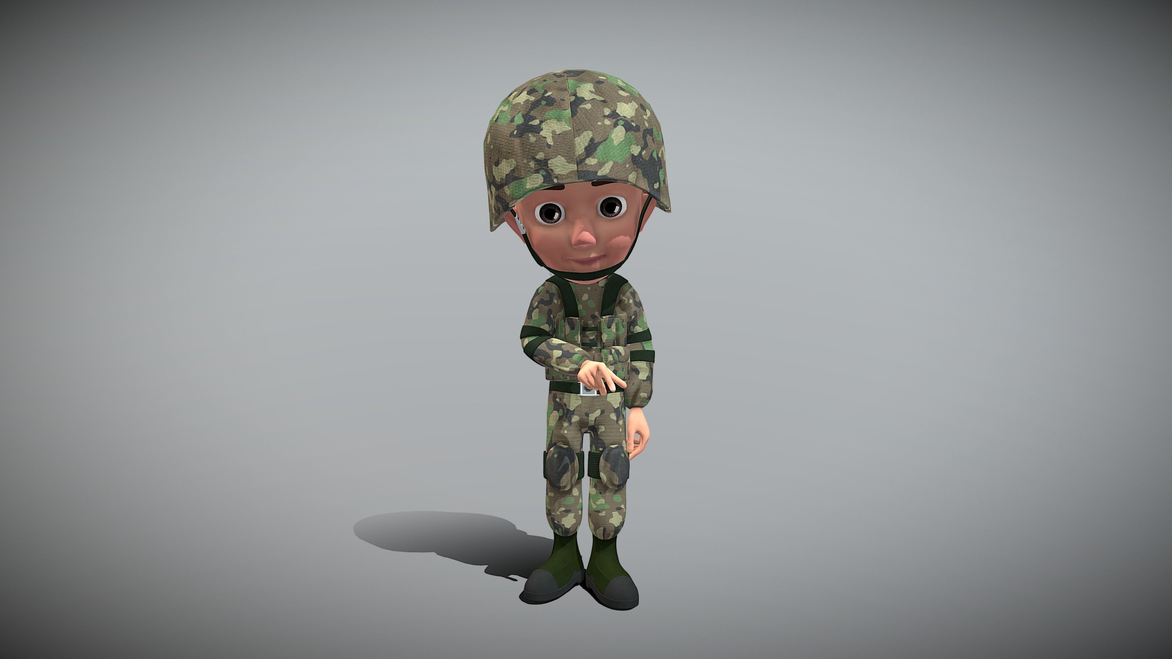 Cartoon Soldier Low-poly 3D model_2
