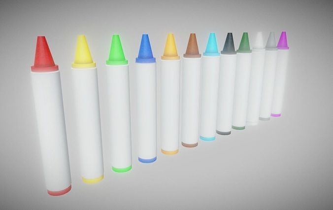 Crayons Low Poly PBR colored markers Low-poly 3D model