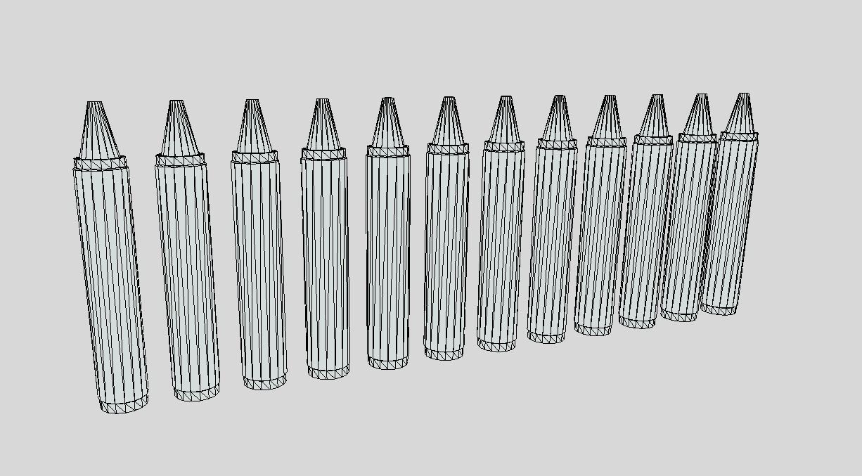 Crayons Low Poly PBR colored markers Low-poly 3D model_1