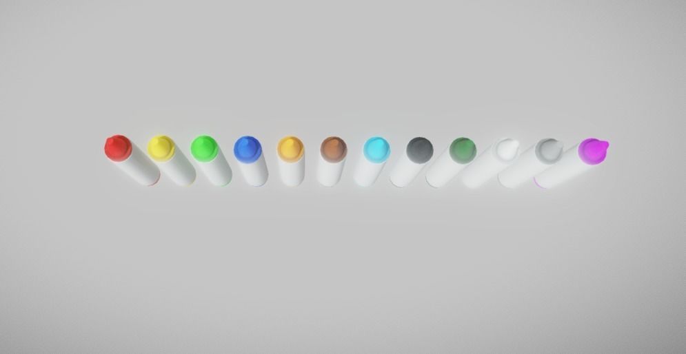 Crayons Low Poly PBR colored markers Low-poly 3D model_3