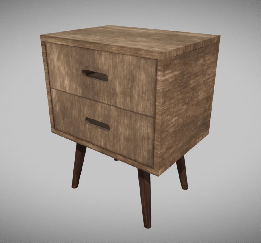 Bedside Table PBR 2 colors Low-poly 3D model_7
