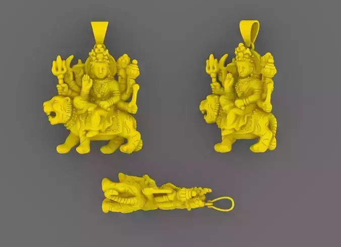 Maa Durga Silver Pendant Design 3D print model