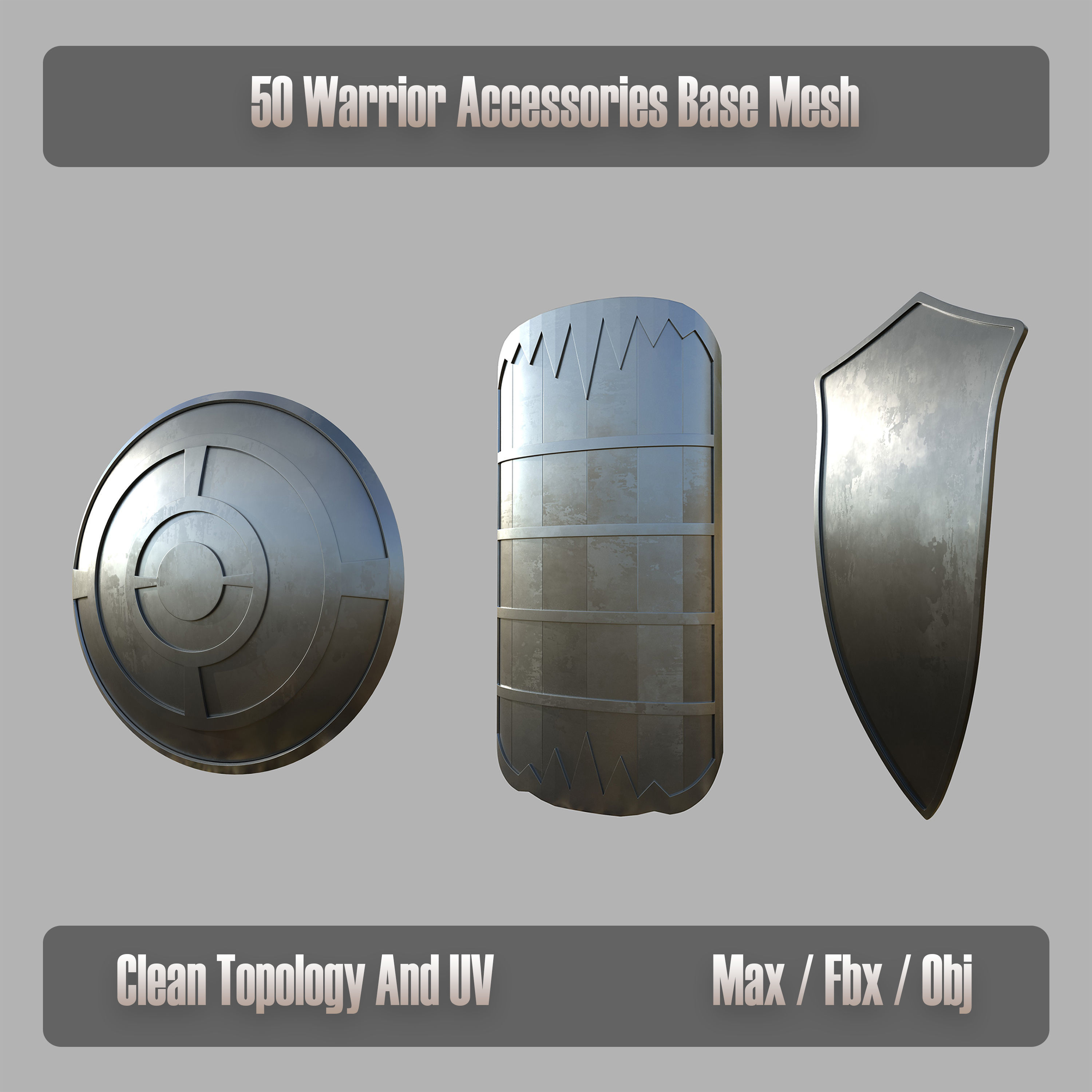50 Warrior Accessories Base Mesh 3D model CGTrader
