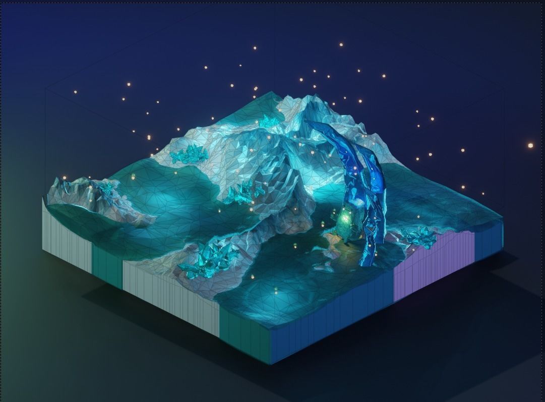 low poly Gameasset8 iceberg with lights Low-poly 3D model_17