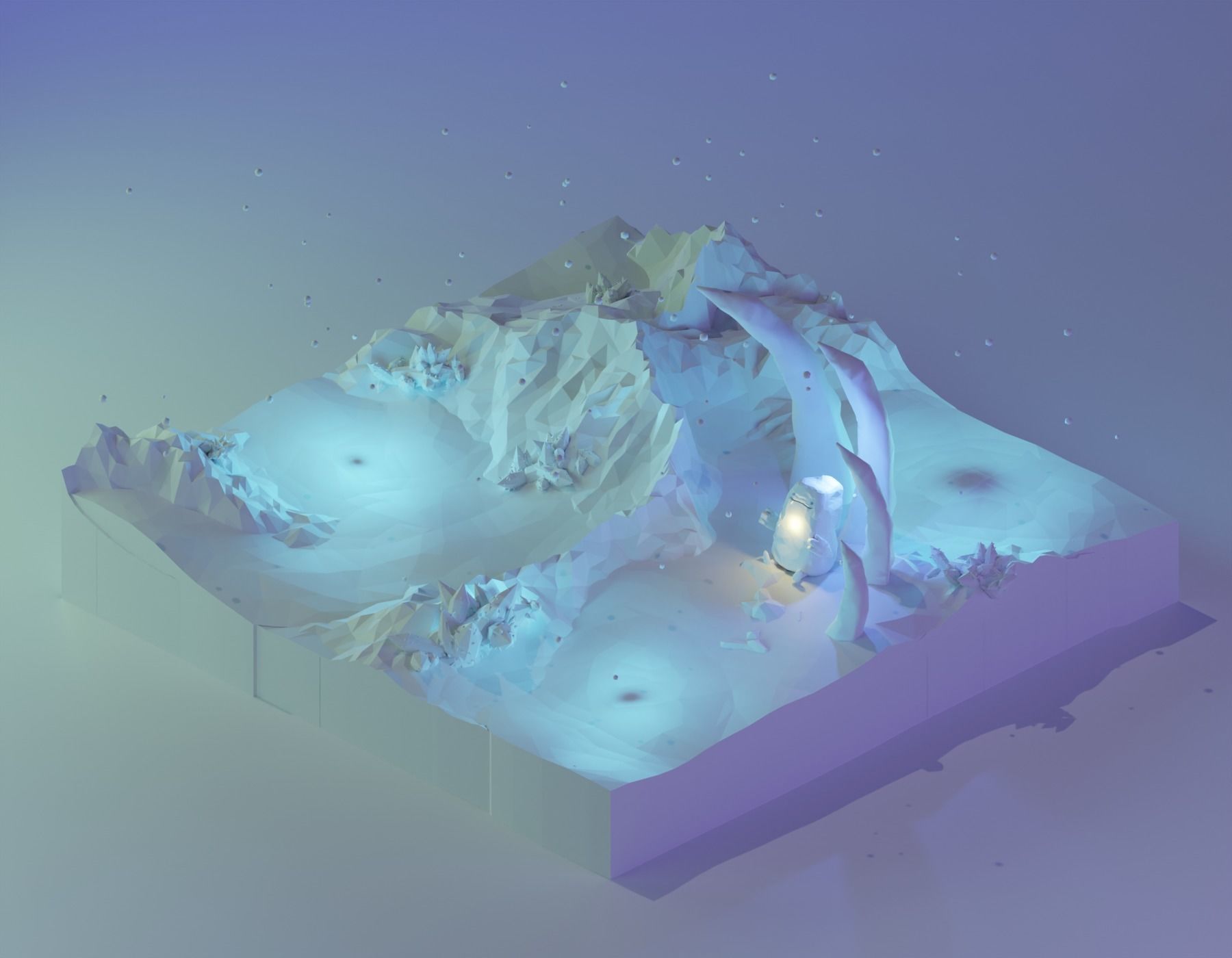 low poly Gameasset8 iceberg with lights Low-poly 3D model_1