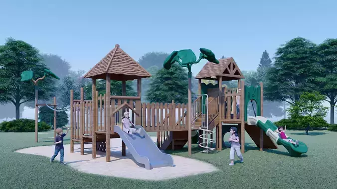 playground wooden cabin in the forest playhouse