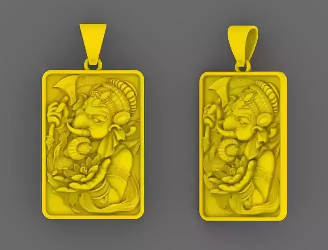 Lord Ganesha Silver Engraved Pendant Design