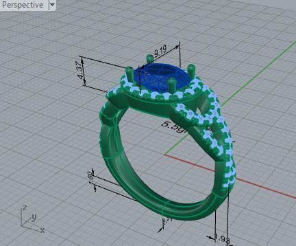 Oval diamond ring 2974 3D print model  3D print model_7