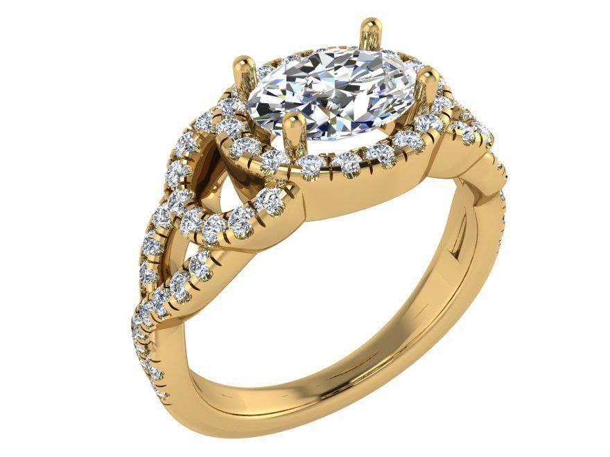 Oval diamond ring 2974 3D print model  3D print model_1