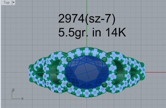 Oval diamond ring 2974 3D print model  3D print model_4