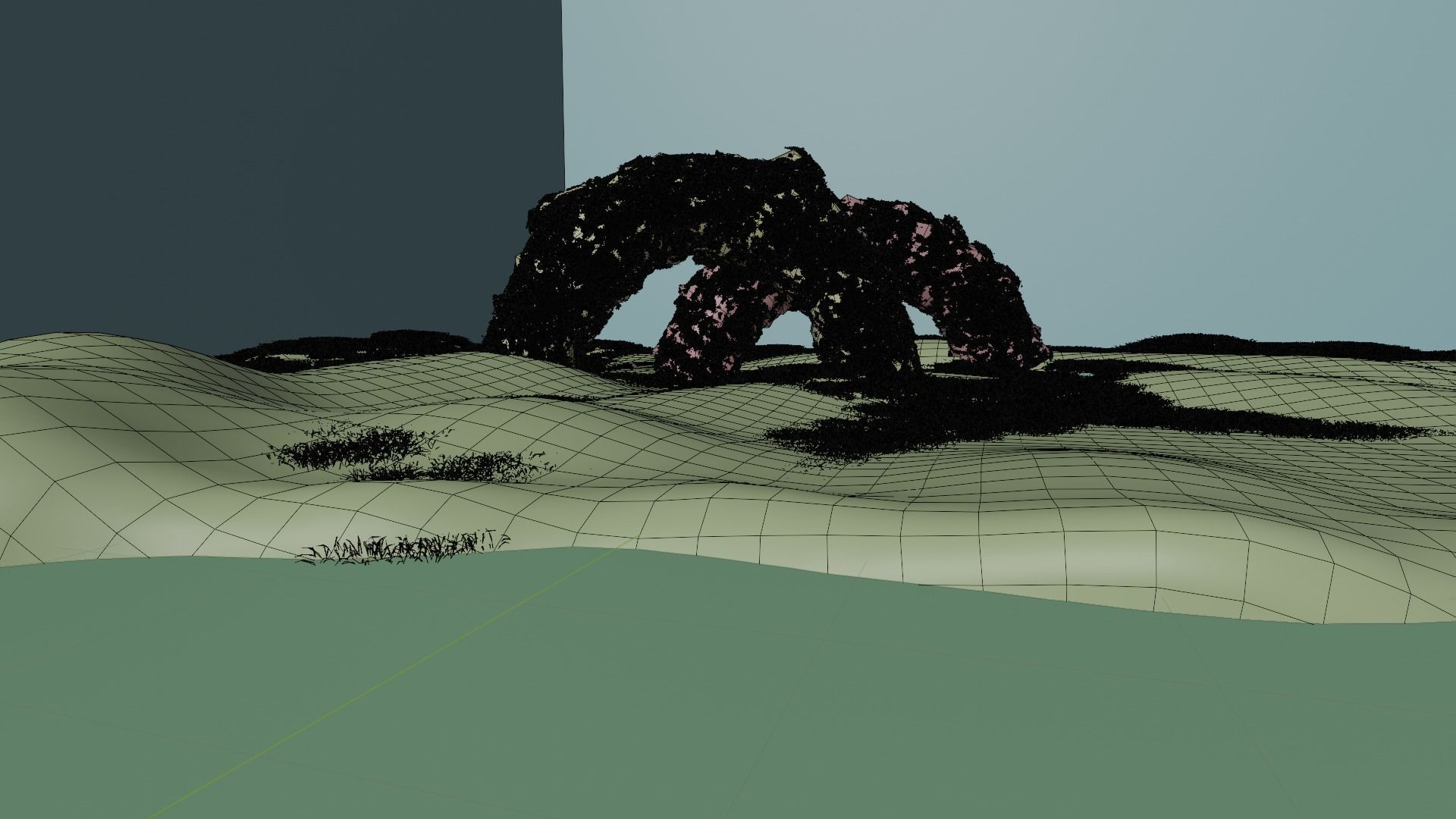 Pond side scene landscape 3D model_4