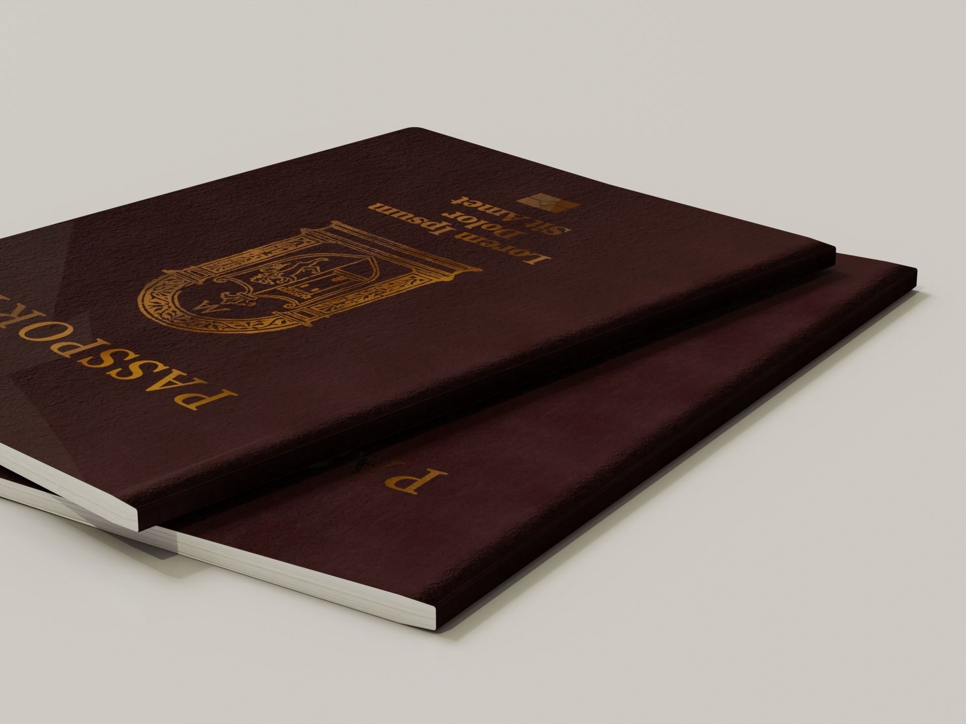 Low-Poly Passport two passports Low-poly 3D model_4
