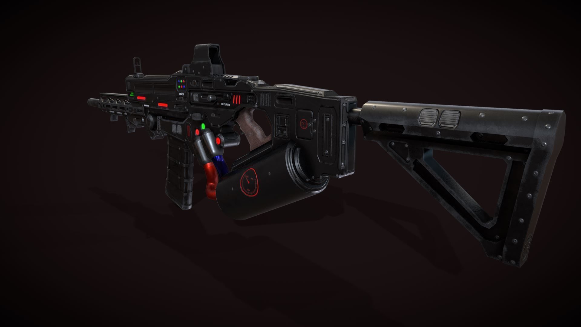 Assault Rifle Low-poly 3D model_2