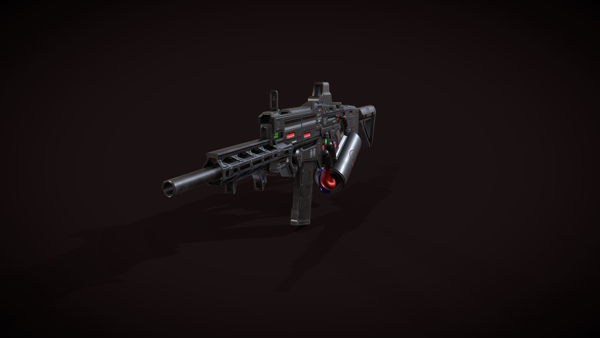 Assault Rifle Low-poly 3D model_4