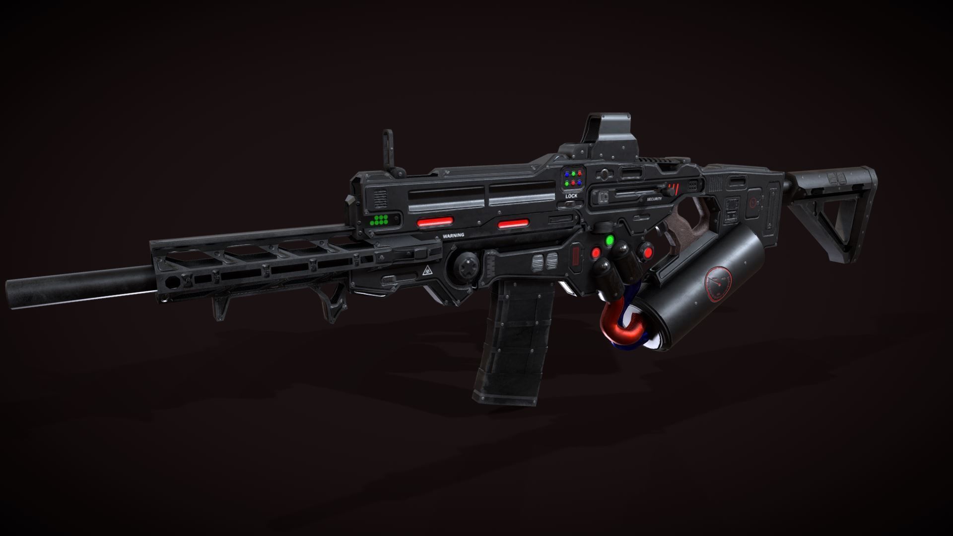 Assault Rifle Low-poly 3D model_1