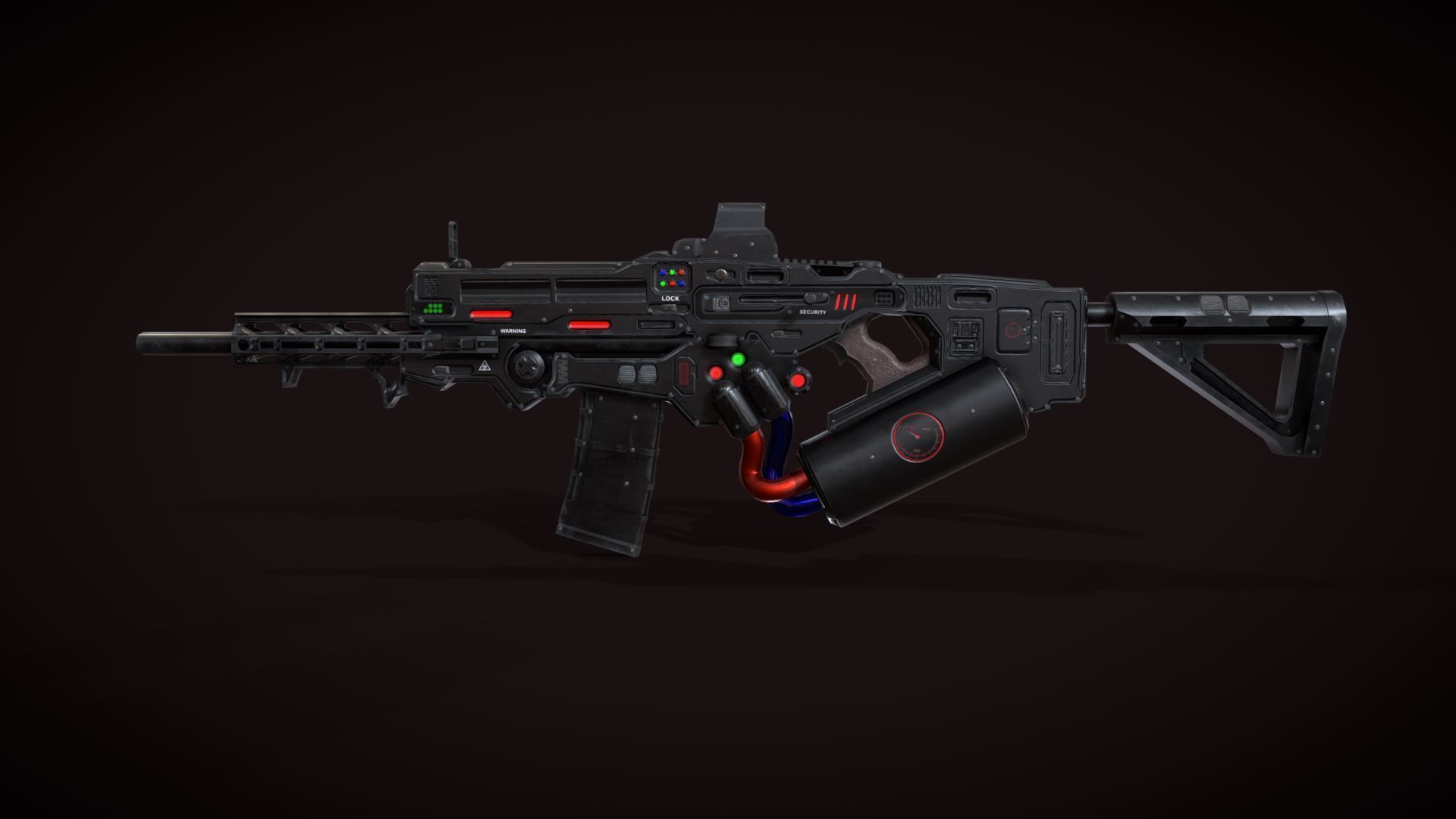 Assault Rifle Low-poly 3D model_5
