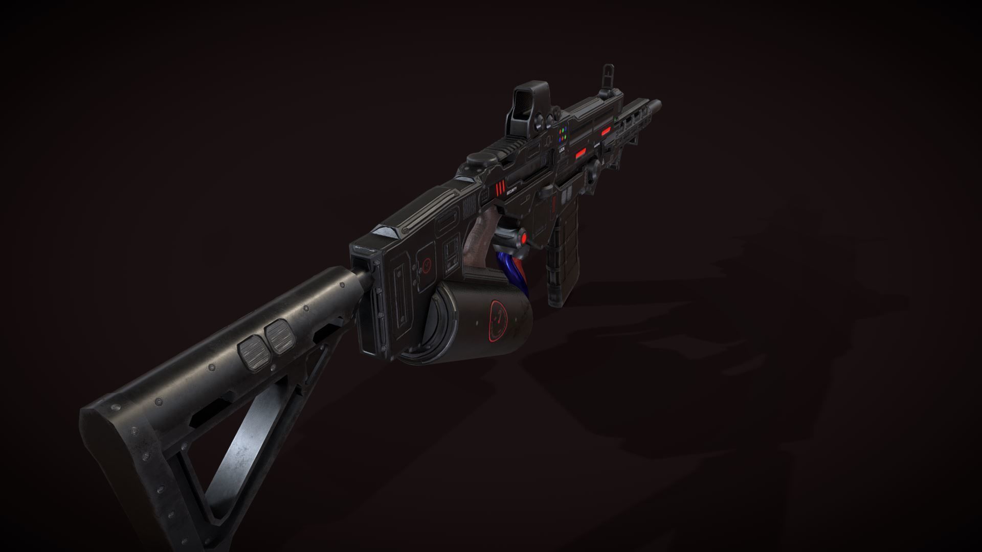 Assault Rifle Low-poly 3D model_3