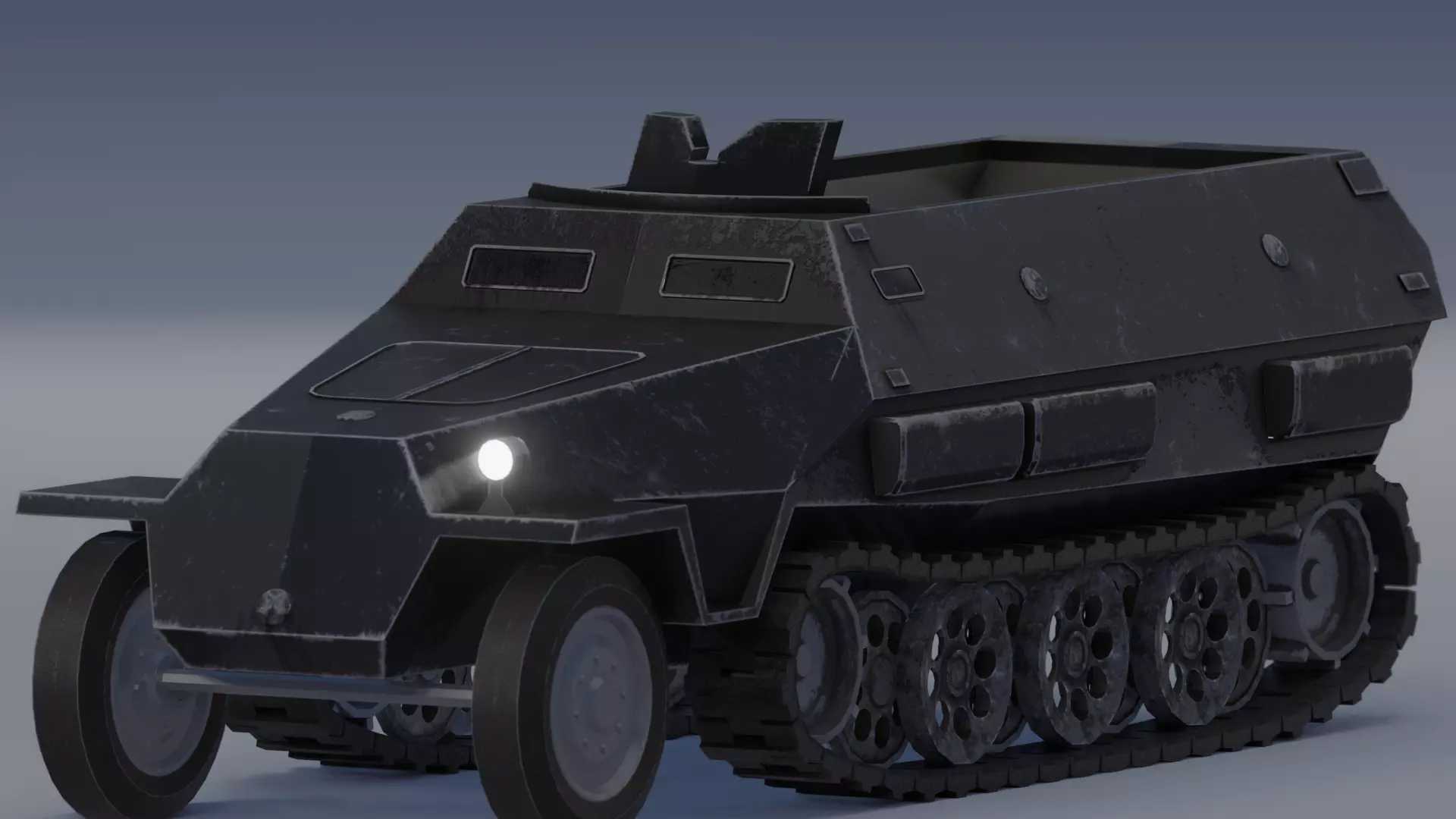 German WW2 Half-Track Military Vehicle - SD KFZ 251 Low-poly 3D model
