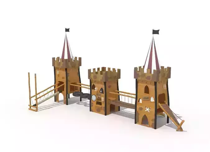 Wooden castle series children playground playhouse