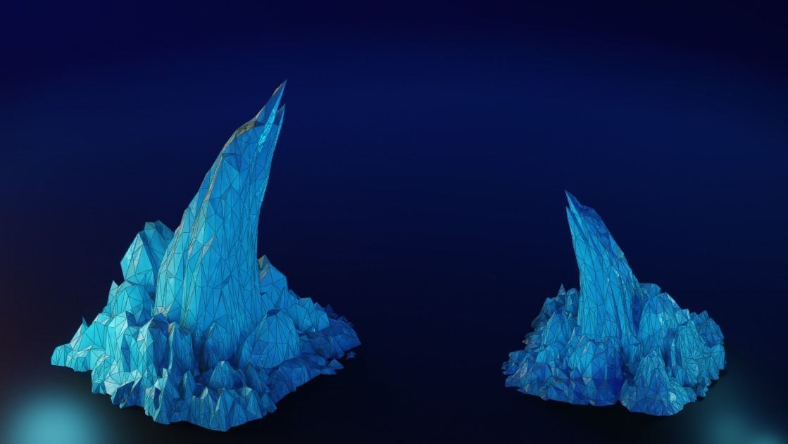 low poly Gameasset9 iceberg with glow in middle Low-poly 3D model_13