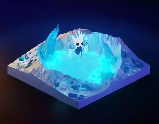 low poly Gameasset9 iceberg with glow in middle Low-poly 3D model
