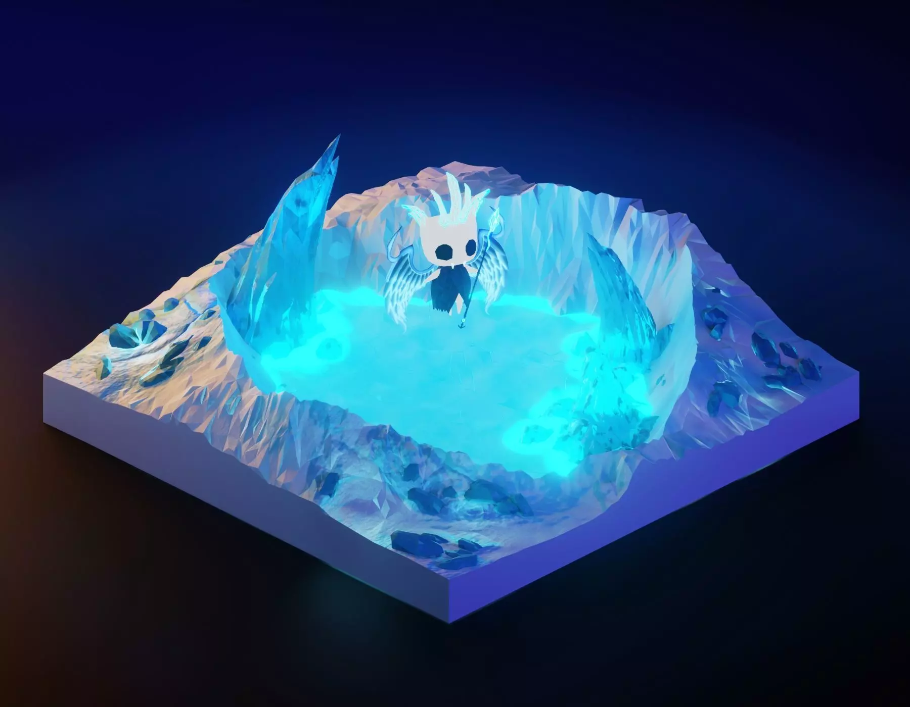 low poly Gameasset9 iceberg with glow in middle Low-poly 3D model_0