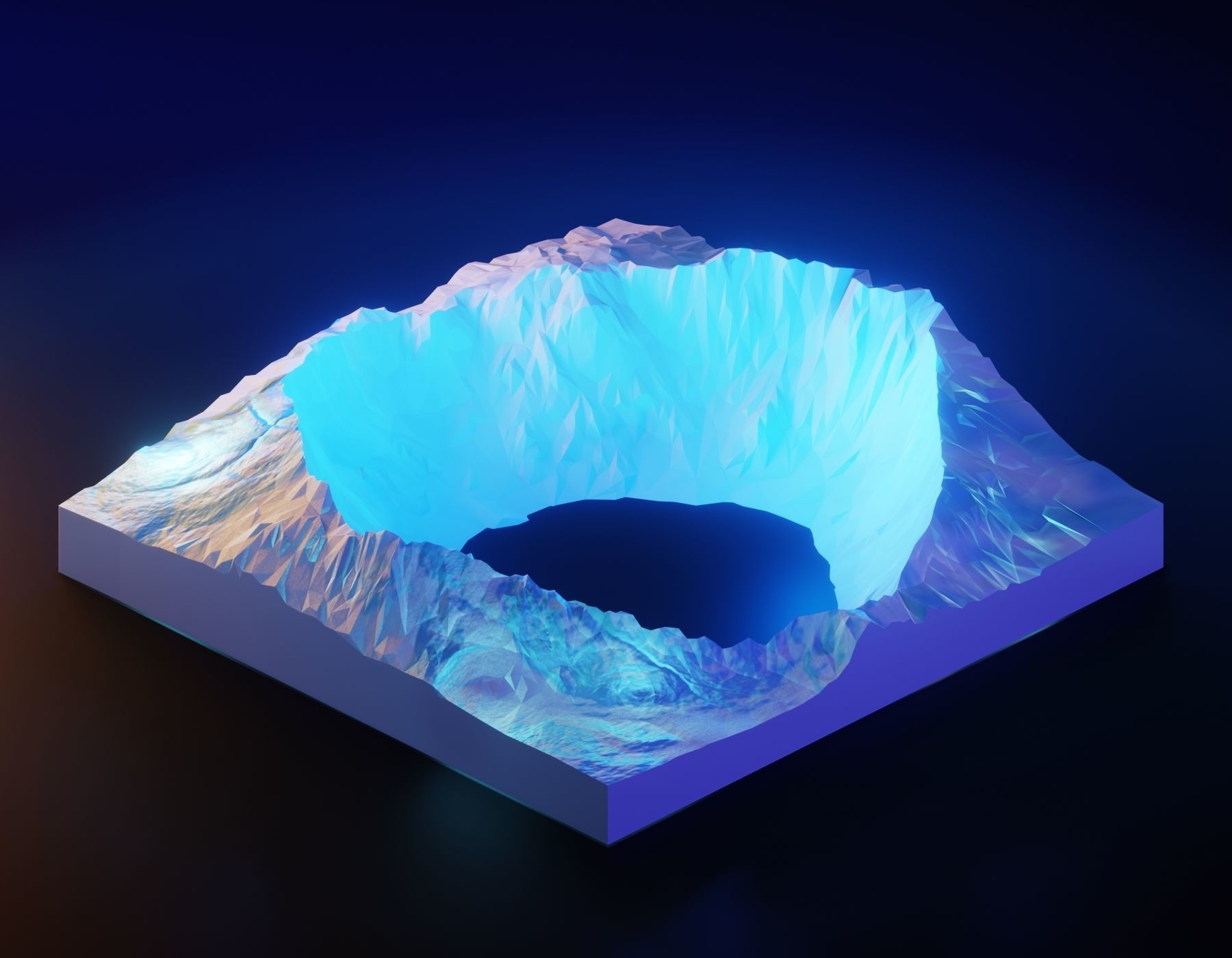 low poly Gameasset9 iceberg with glow in middle Low-poly 3D model_9