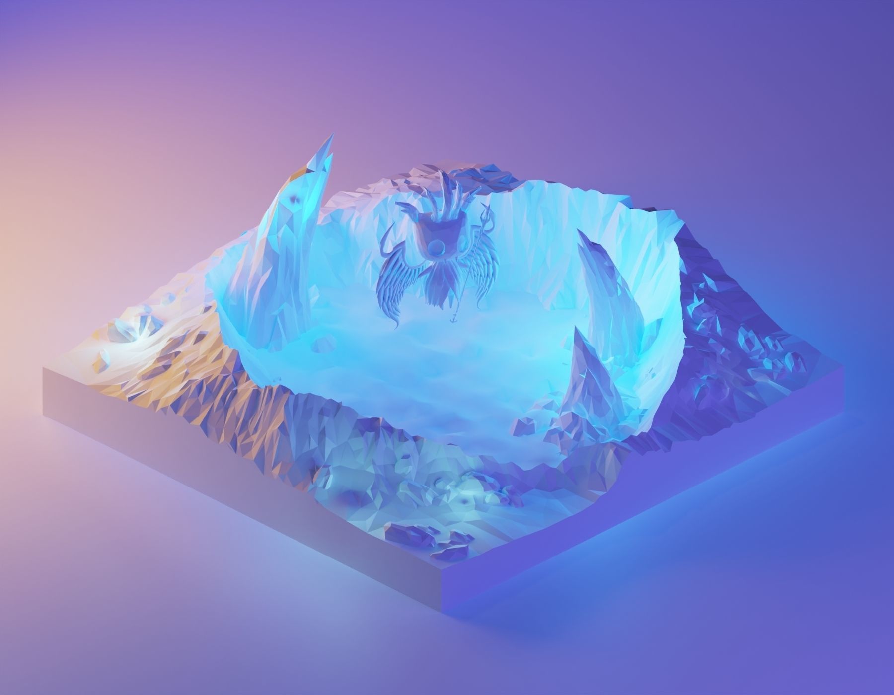 low poly Gameasset9 iceberg with glow in middle Low-poly 3D model_1