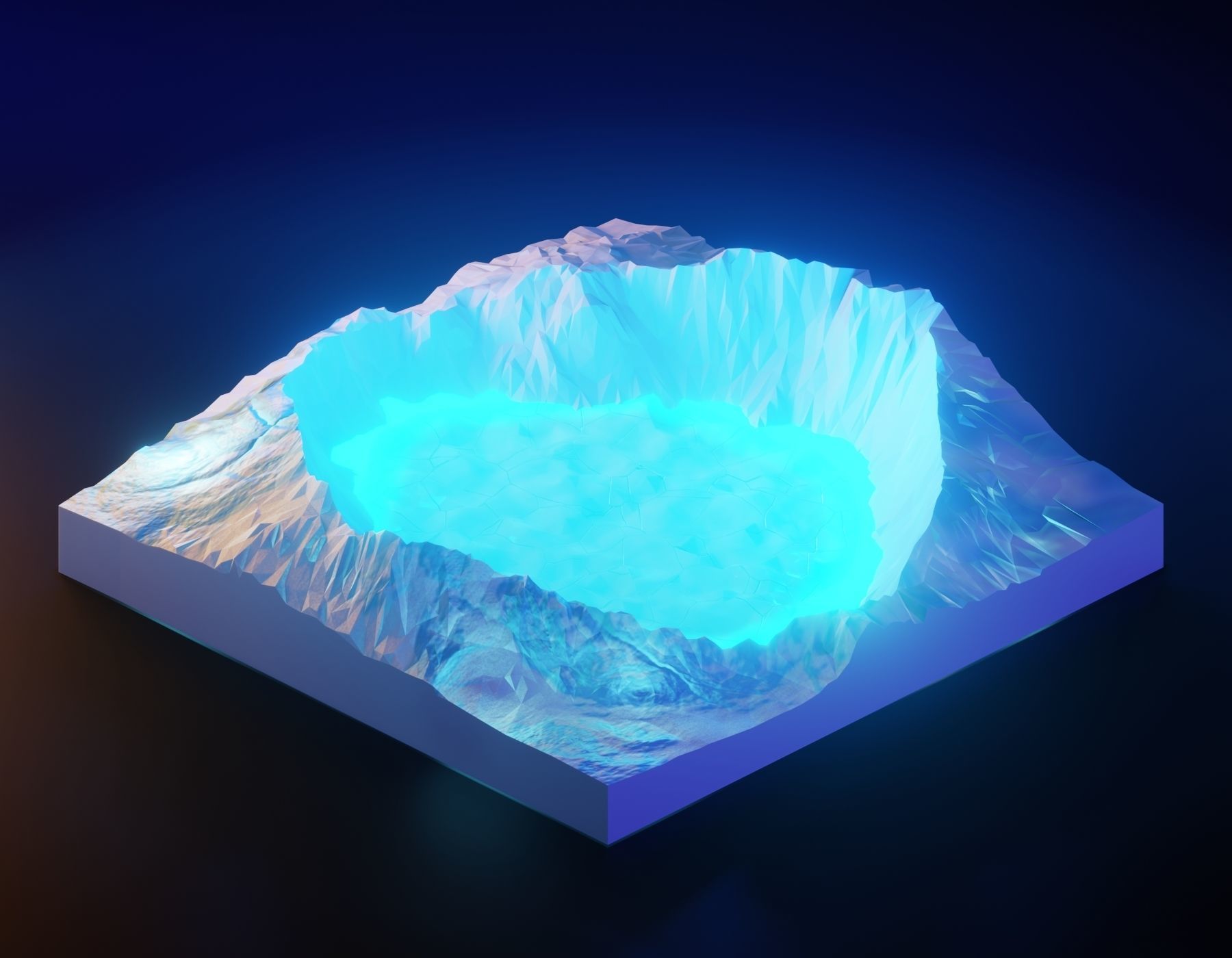 low poly Gameasset9 iceberg with glow in middle Low-poly 3D model_10
