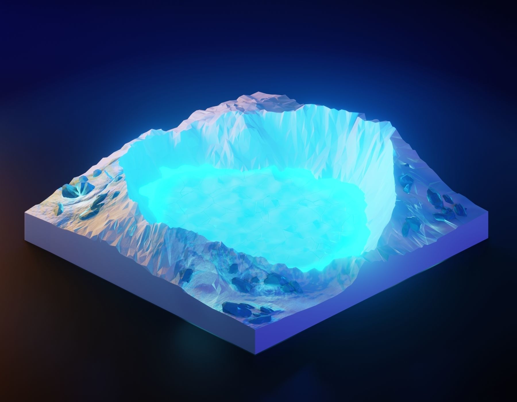 low poly Gameasset9 iceberg with glow in middle Low-poly 3D model_11