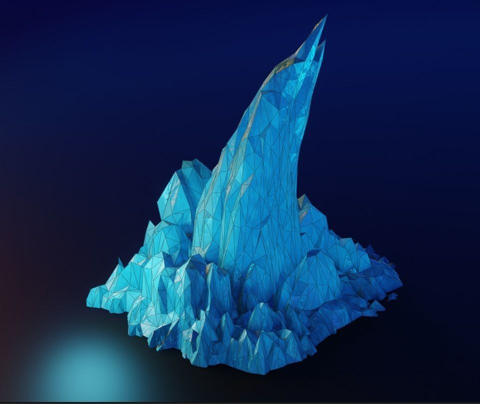 low poly Gameasset9 iceberg with glow in middle Low-poly 3D model_7
