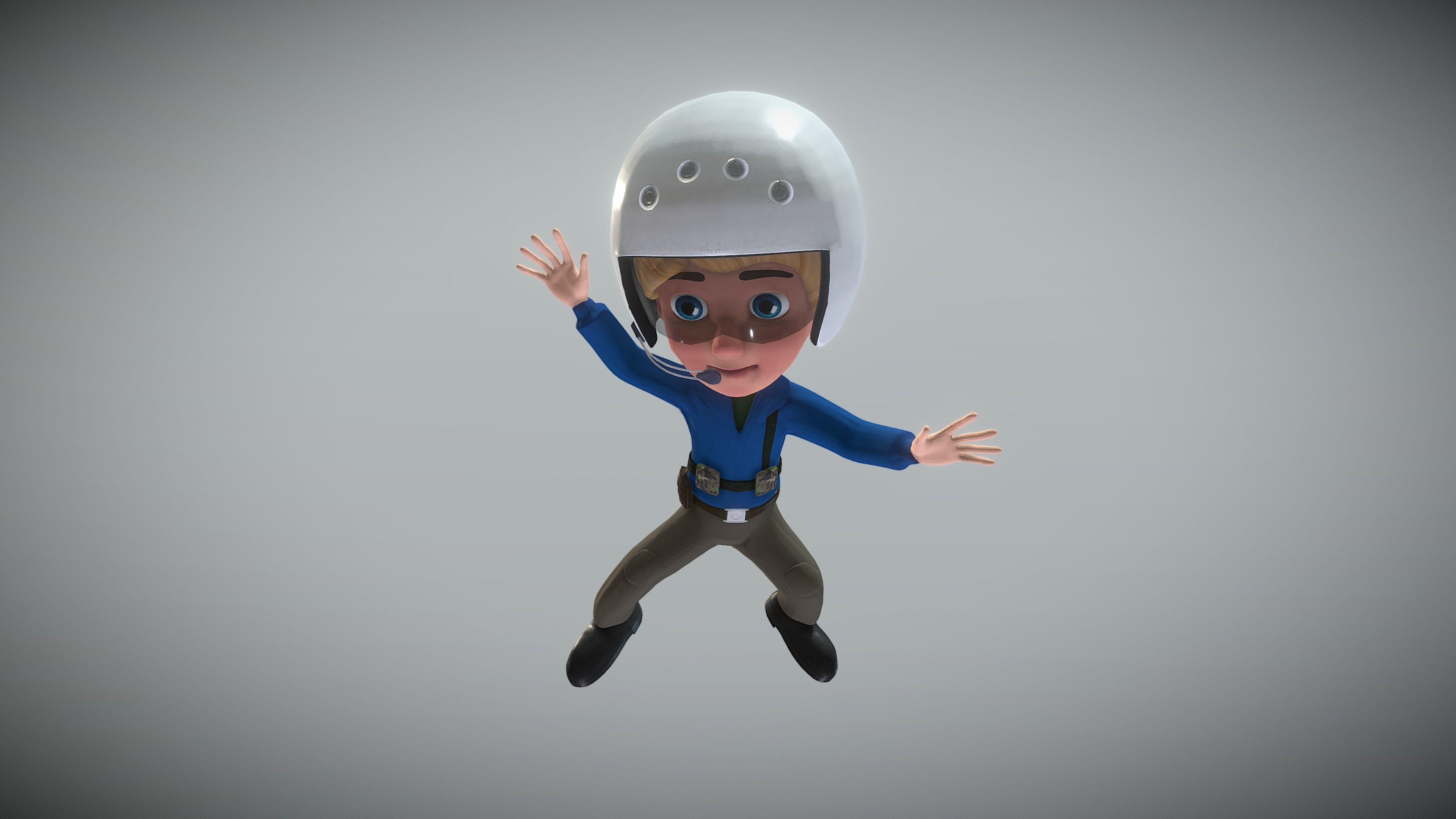 Cartoon Pilot Low-poly 3D model_12