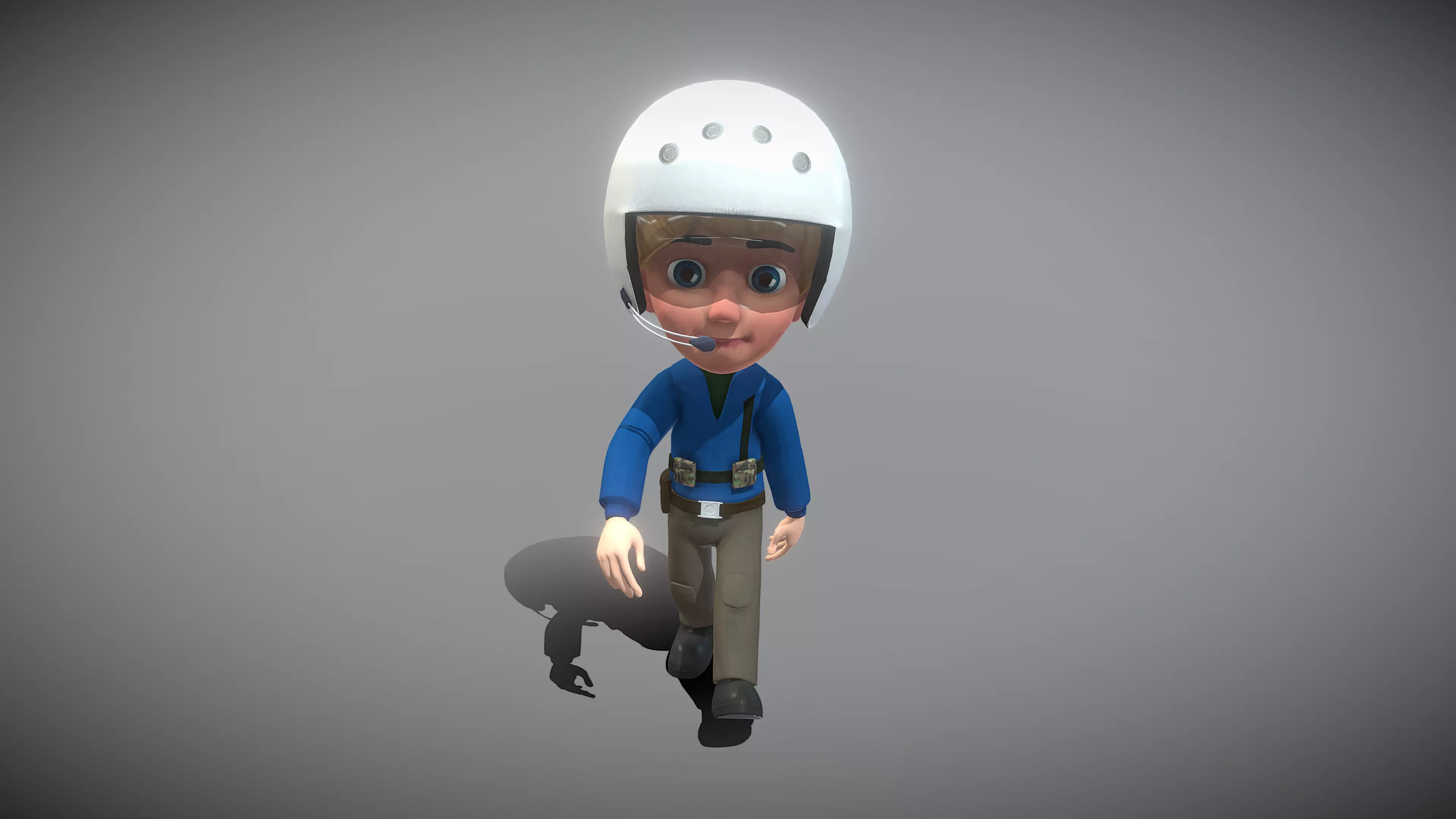 Cartoon Pilot Low-poly 3D model_0