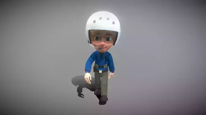 Cartoon Pilot Low-poly 3D model