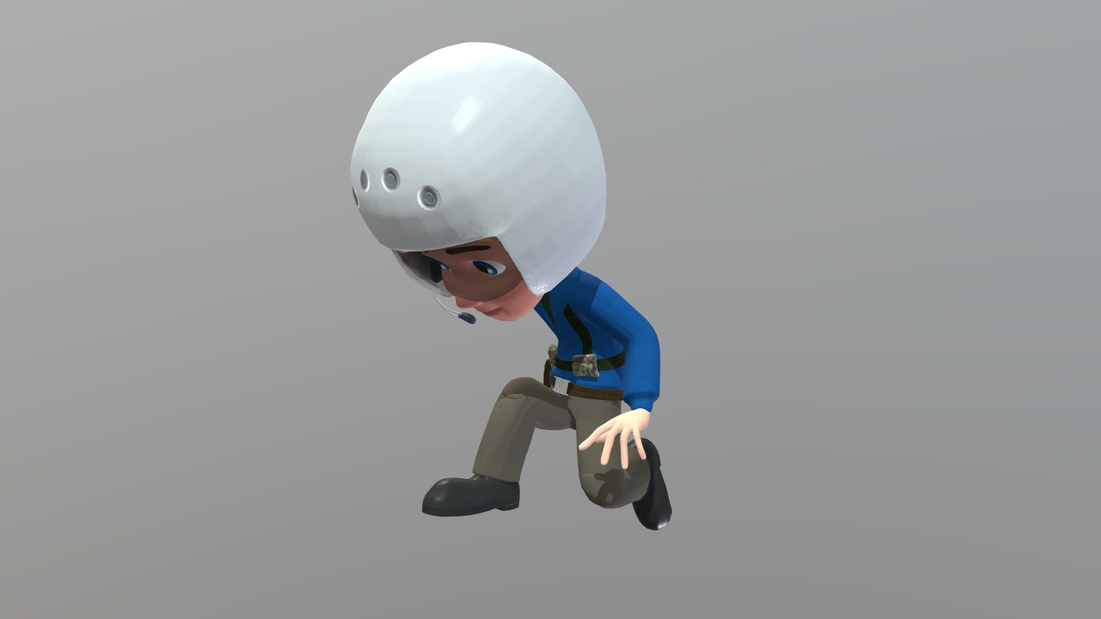 Cartoon Pilot Low-poly 3D model_4