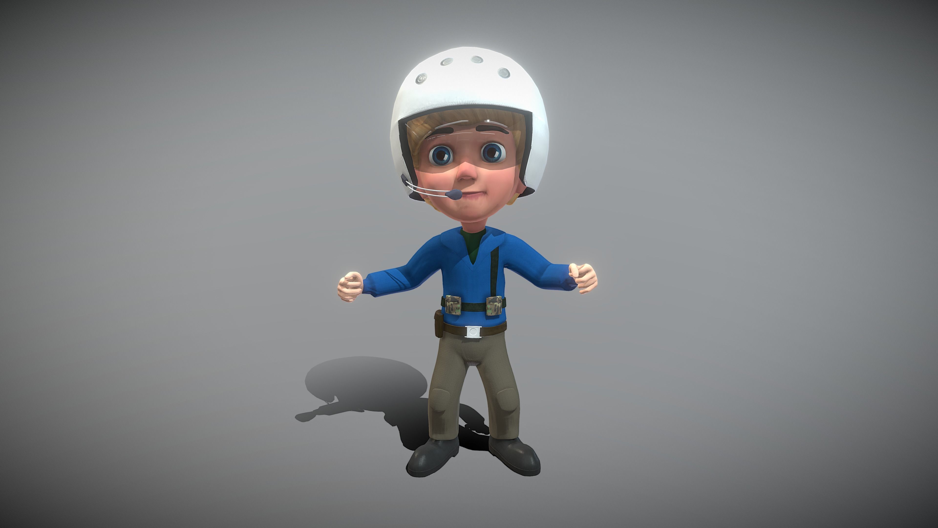 Cartoon Pilot Low-poly 3D model_11