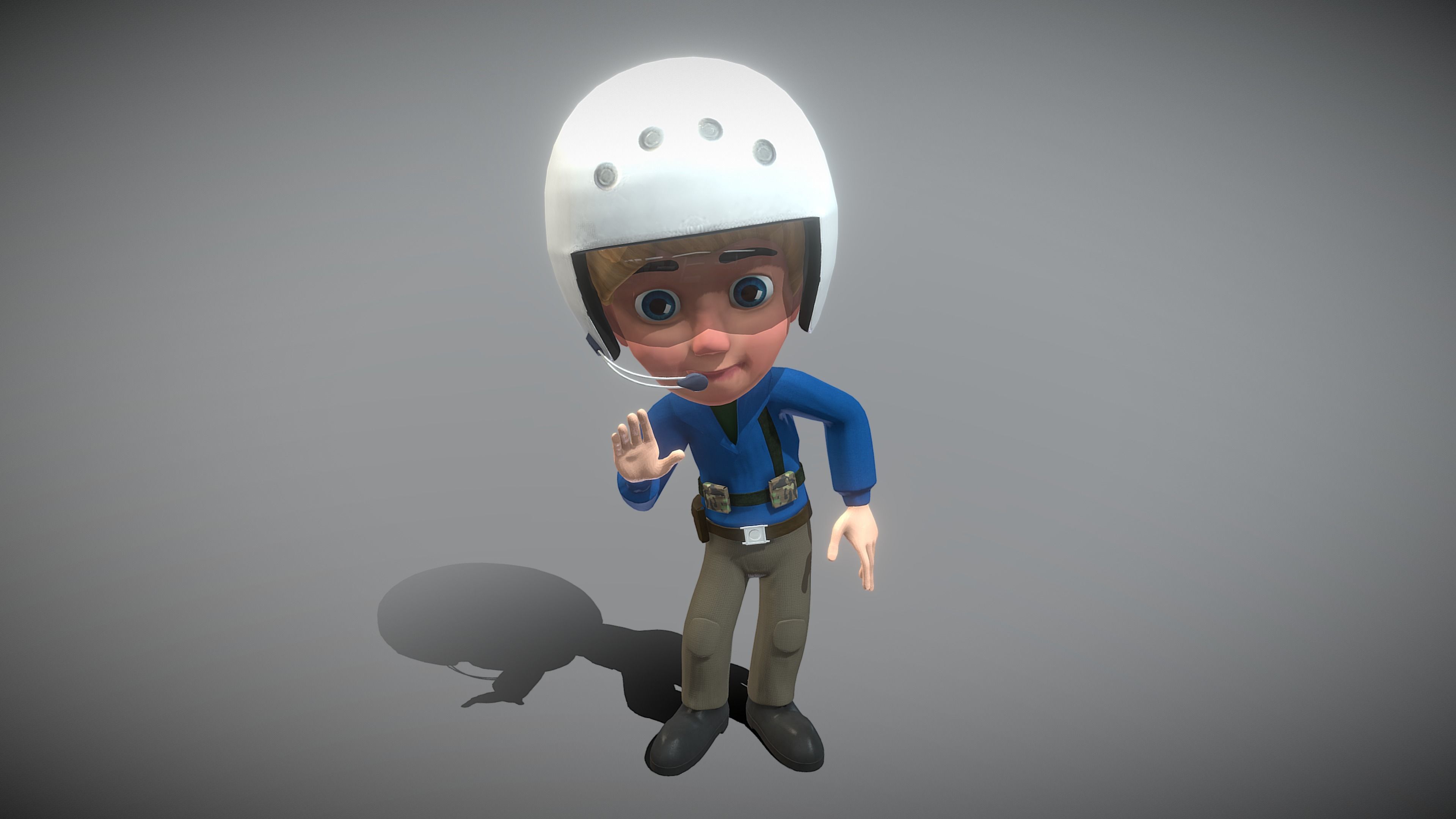 Cartoon Pilot Low-poly 3D model_8