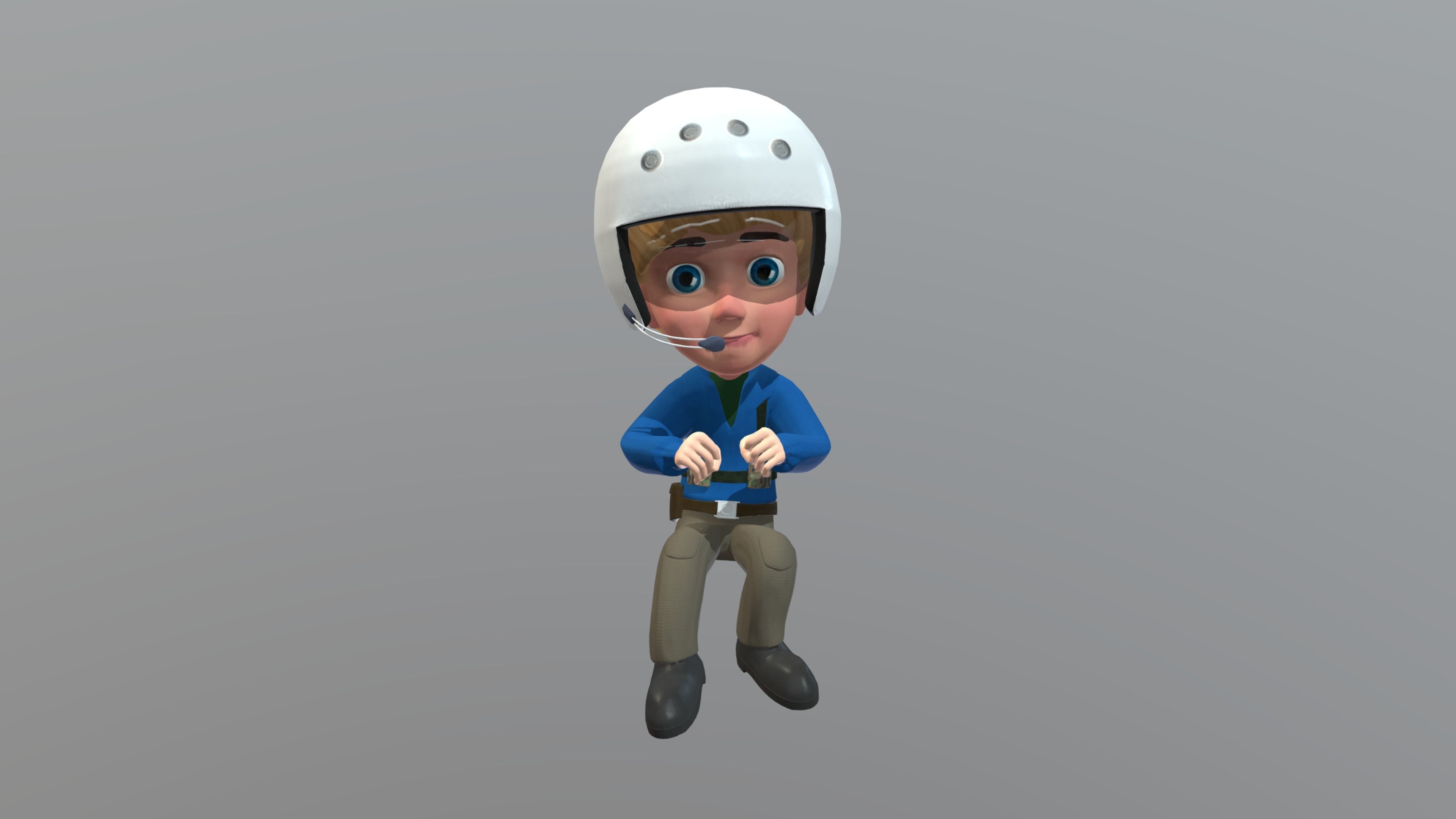 Cartoon Pilot Low-poly 3D model_5