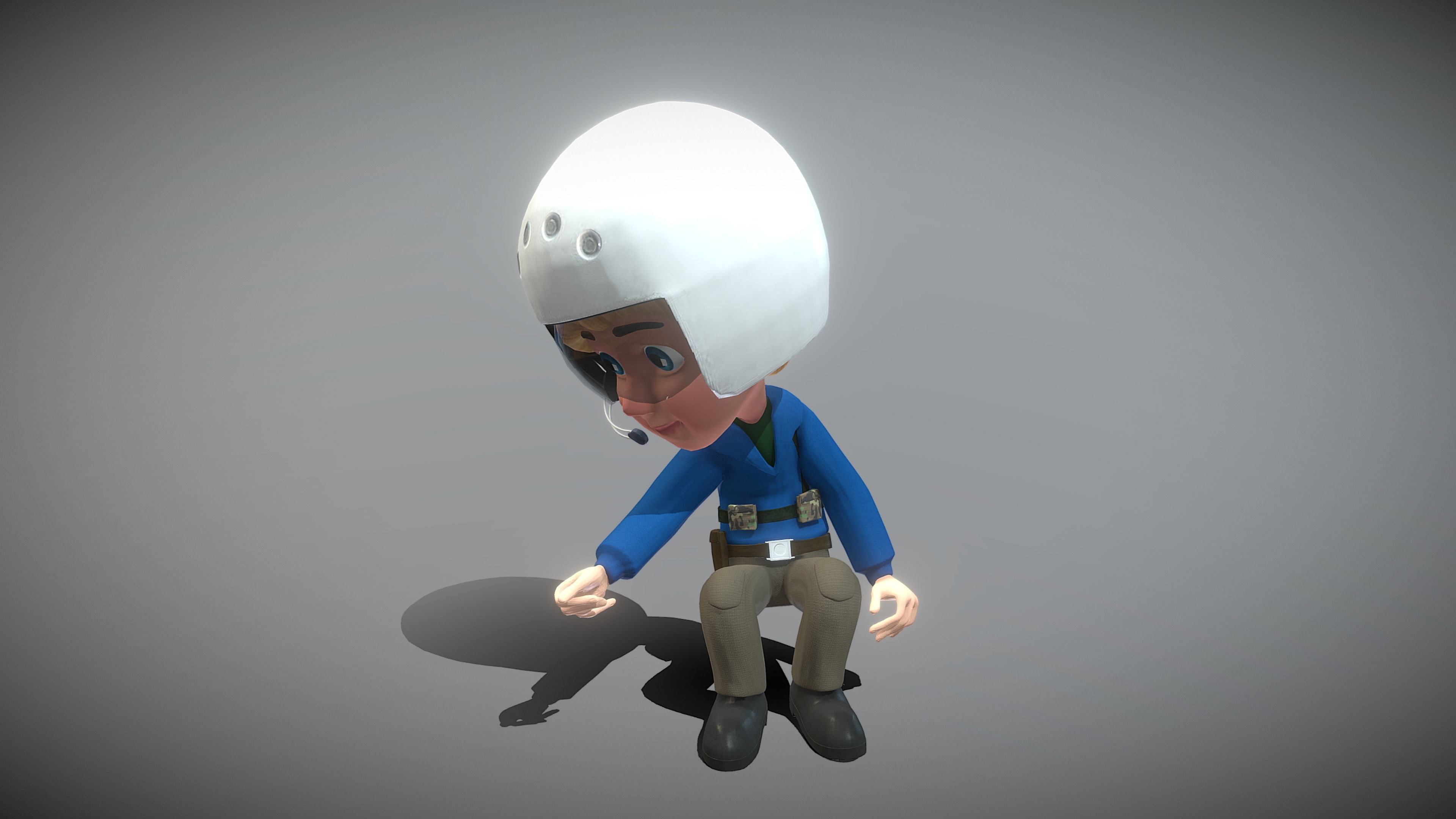 Cartoon Pilot Low-poly 3D model_6