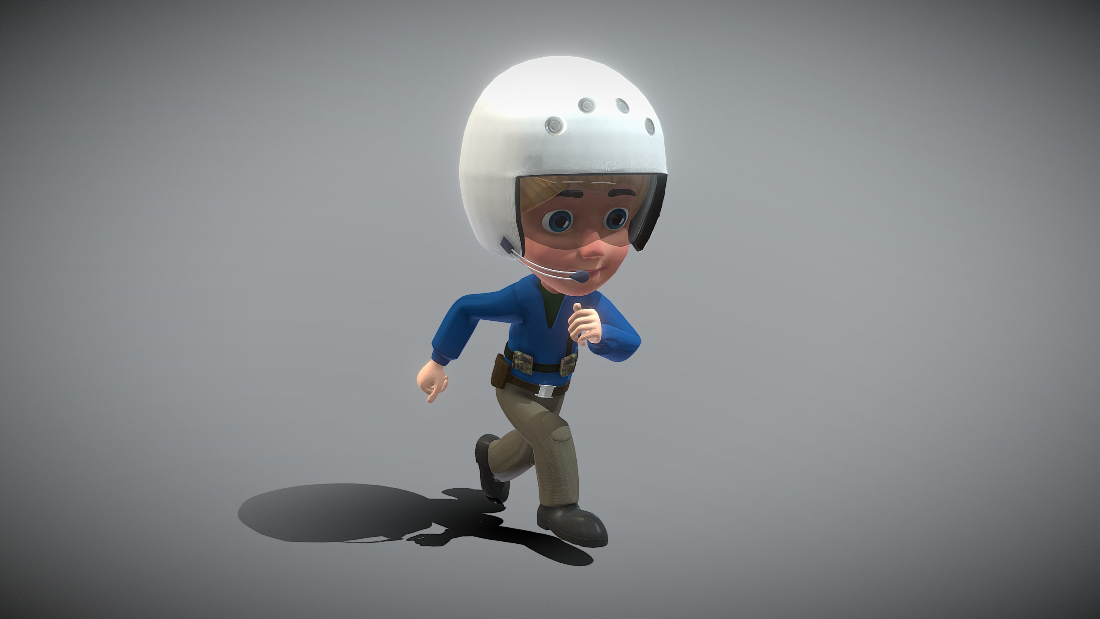 Cartoon Pilot Low-poly 3D model_3