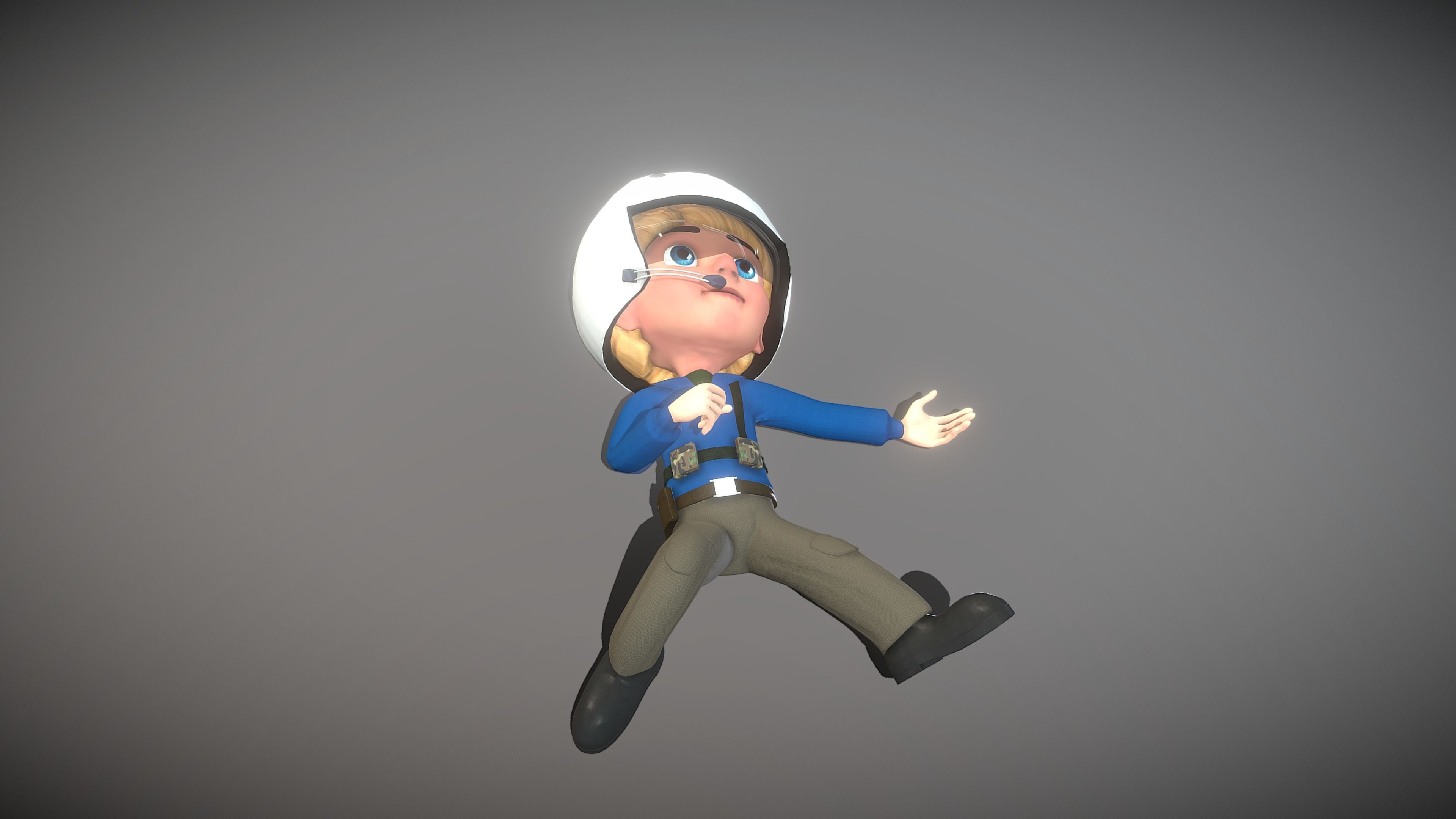 Cartoon Pilot Low-poly 3D model_9
