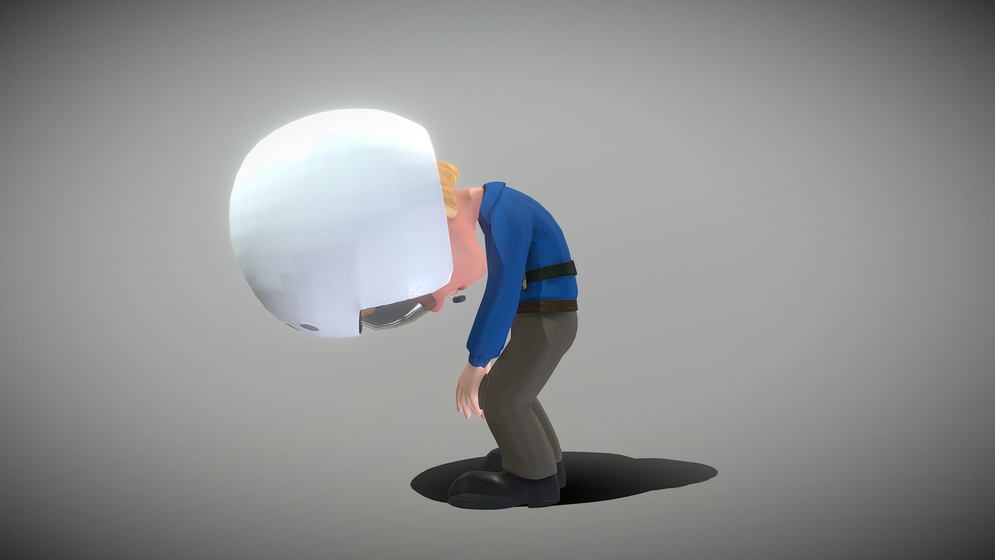 Cartoon Pilot Low-poly 3D model_7