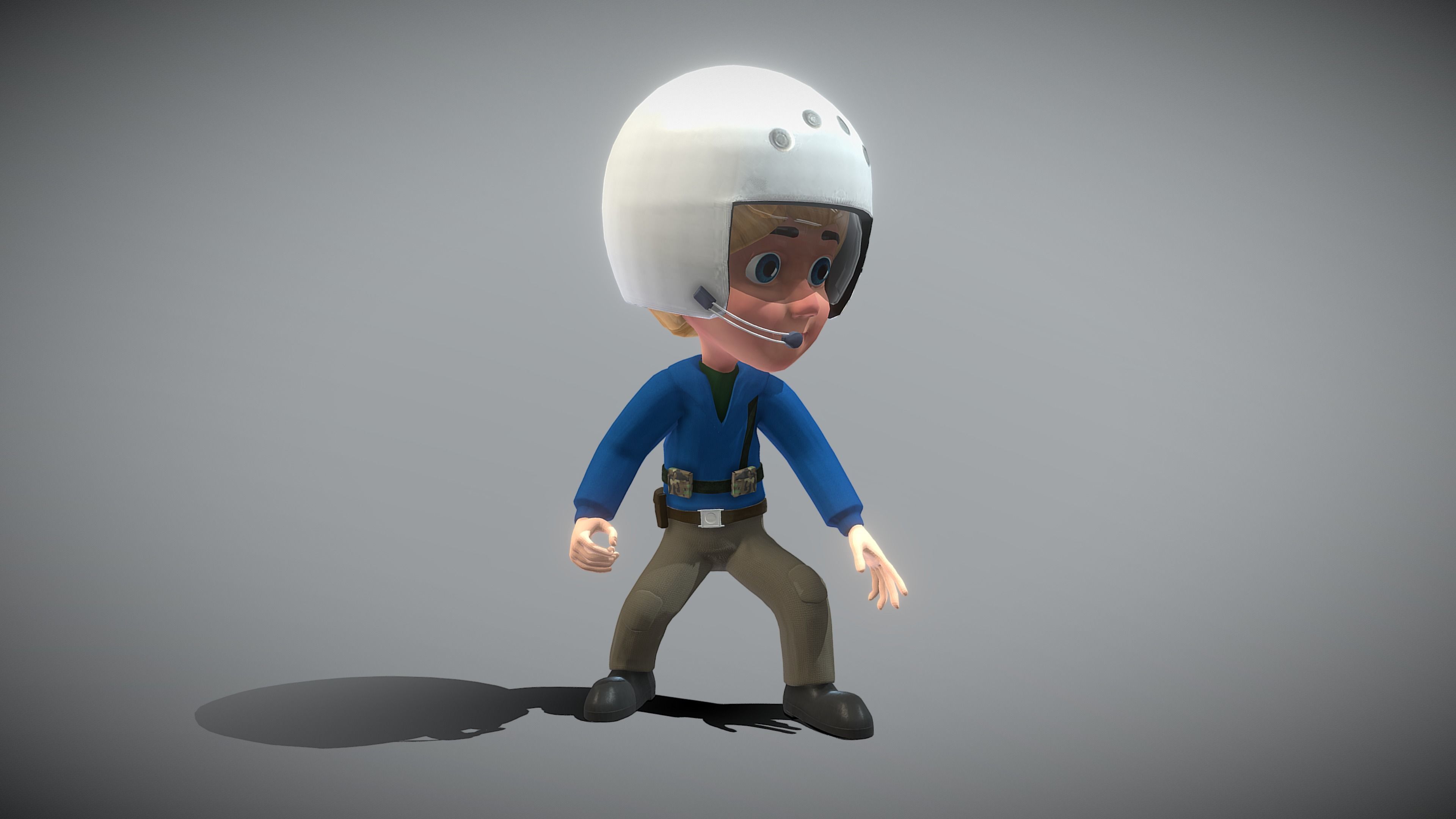 Cartoon Pilot Low-poly 3D model_10