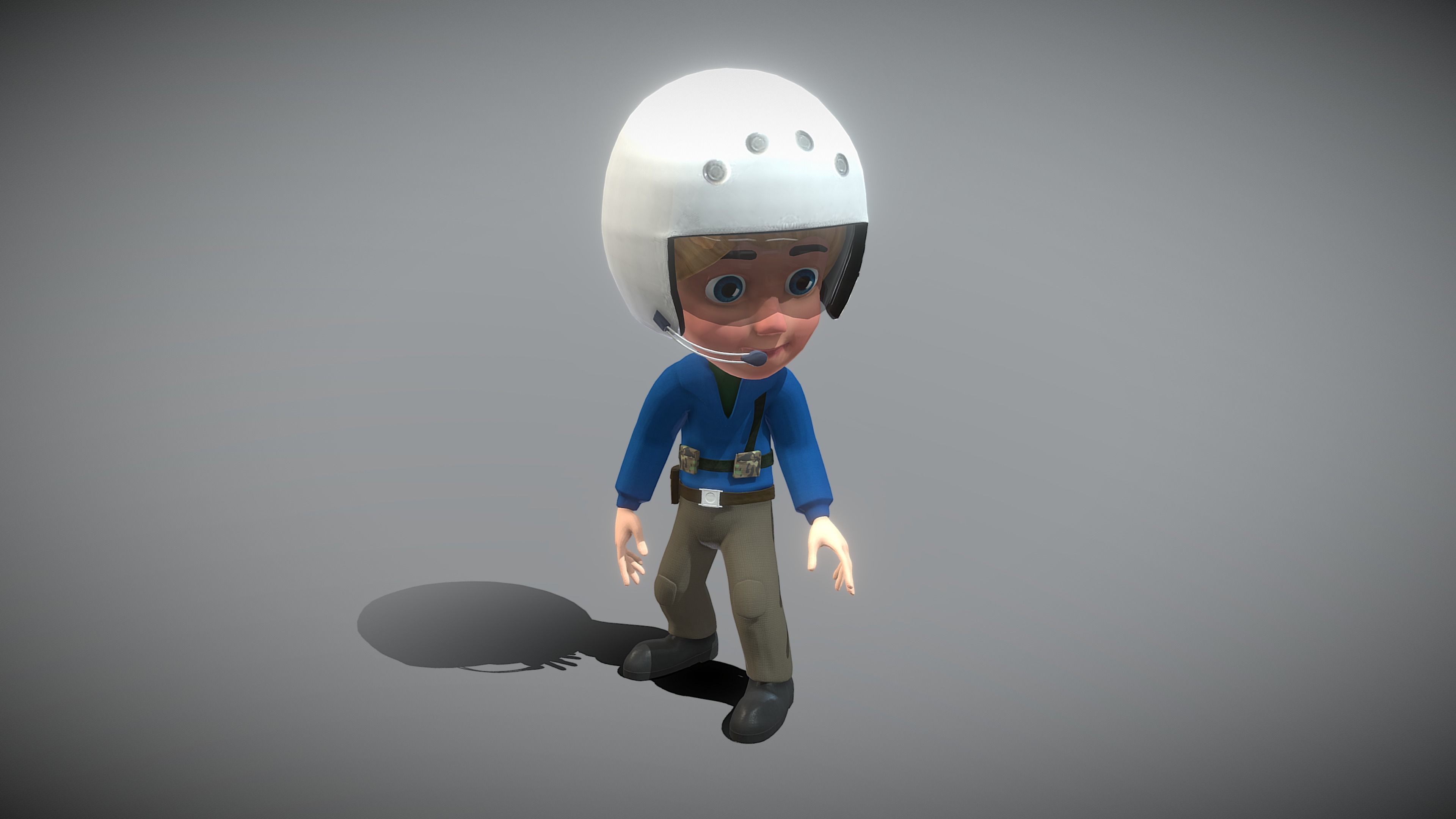 Cartoon Pilot Low-poly 3D model_2