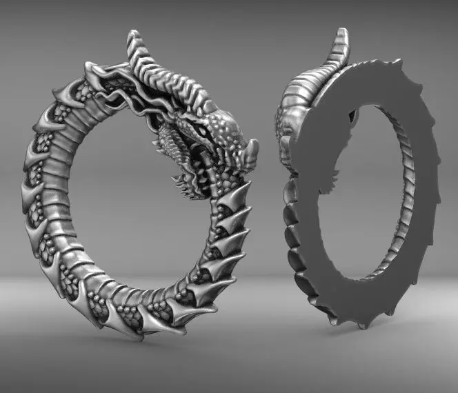 relief dragon uroboros 3d model for 3d printing 3D print model 3D print model_0