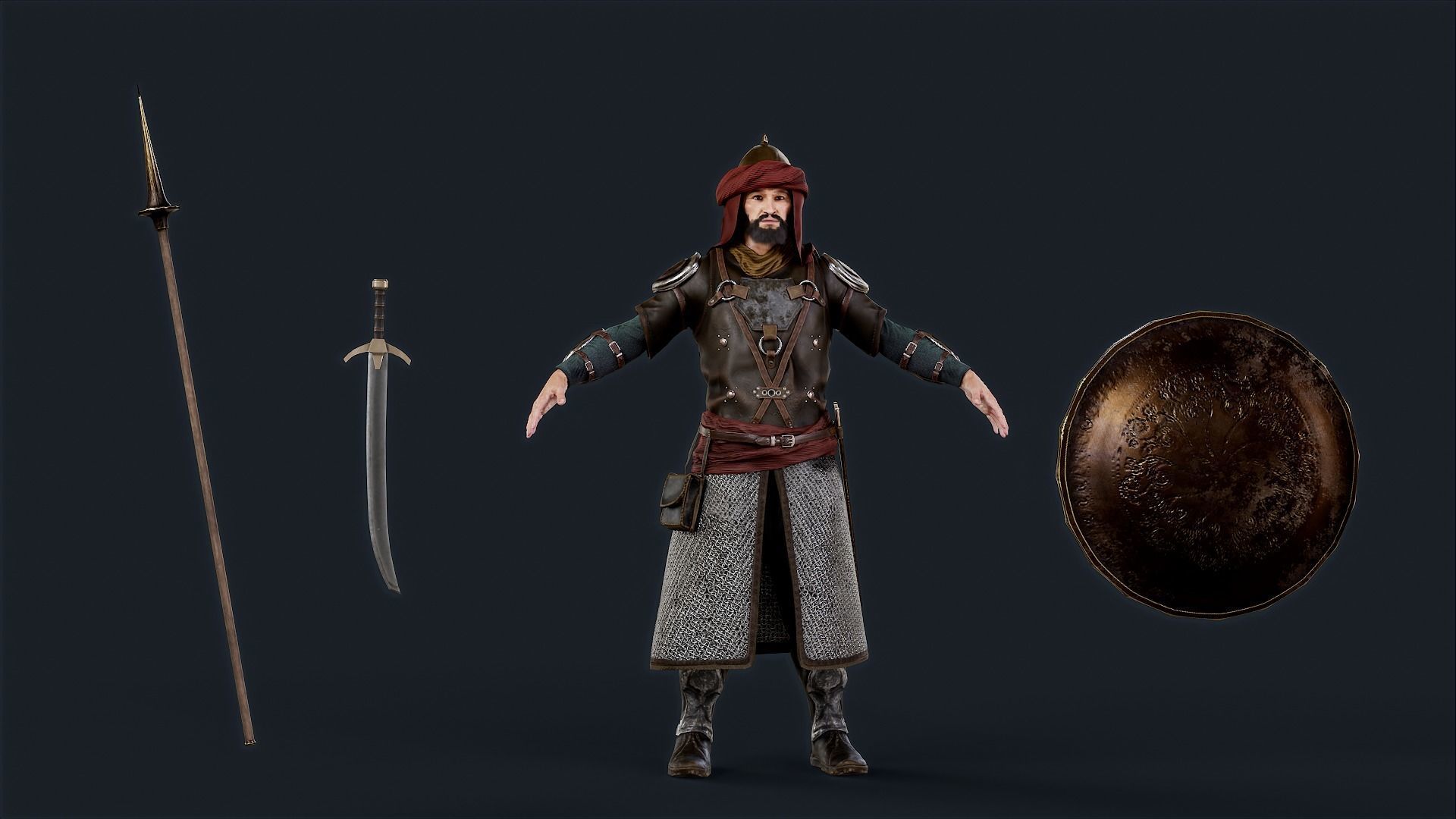 Persian Warrior Low-poly 3D model_9