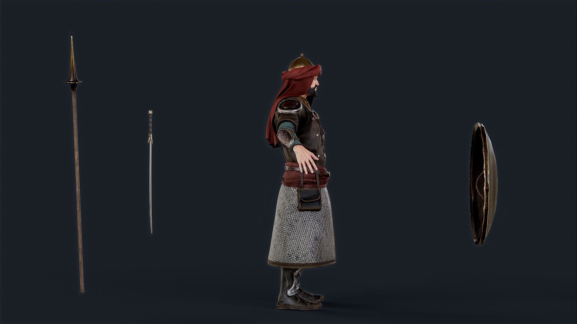 Persian Warrior Low-poly 3D model_7