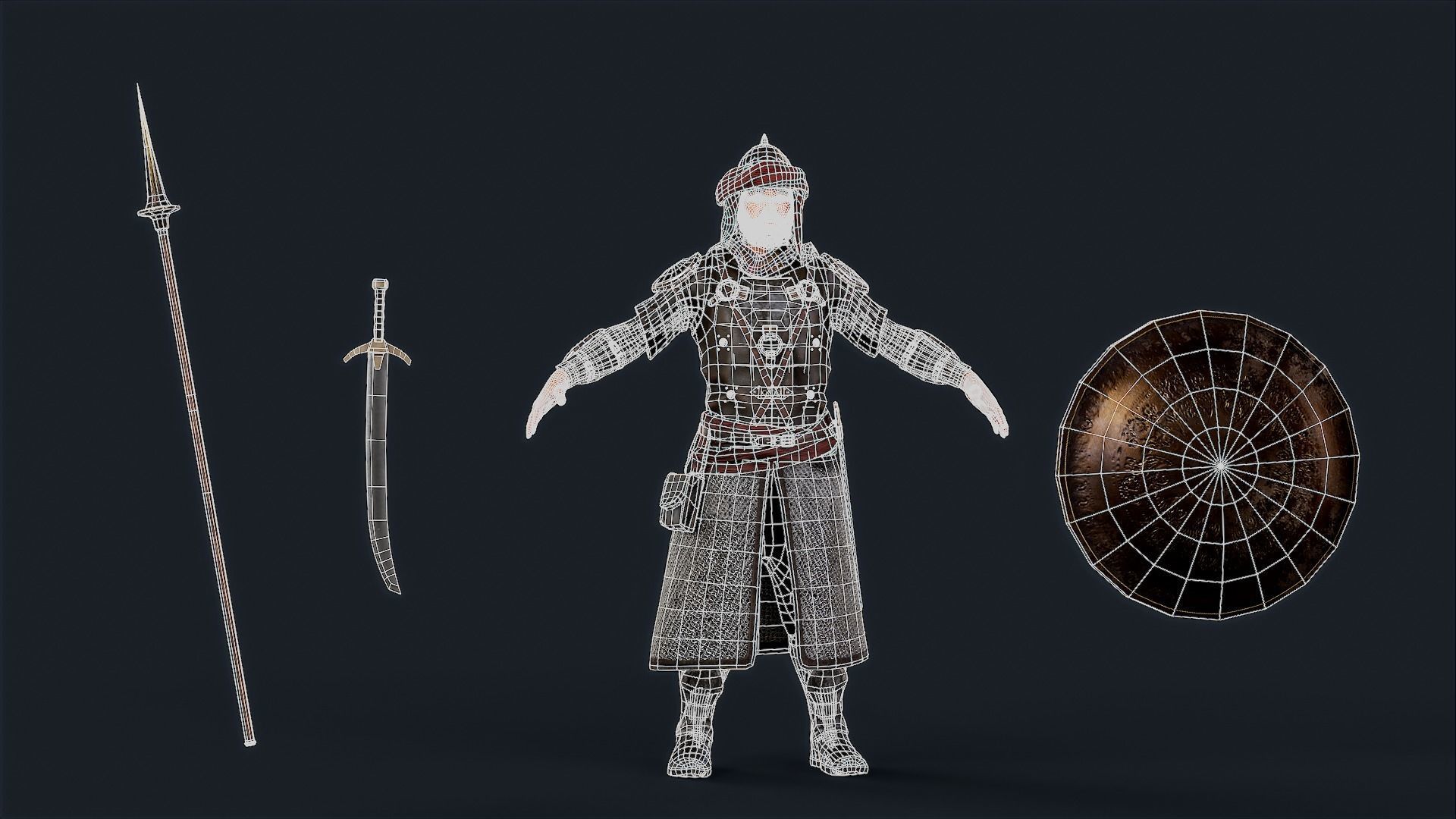 Persian Warrior Low-poly 3D model_12