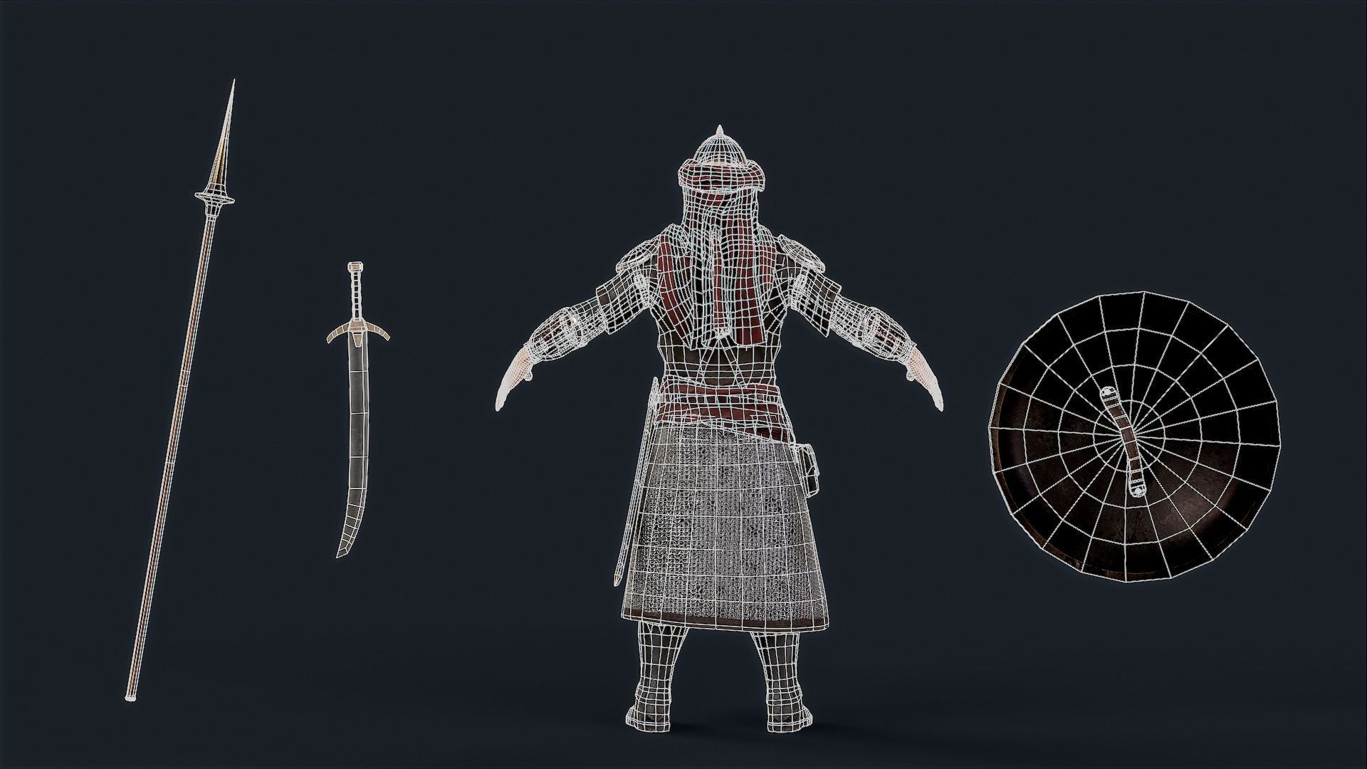 Persian Warrior Low-poly 3D model_13
